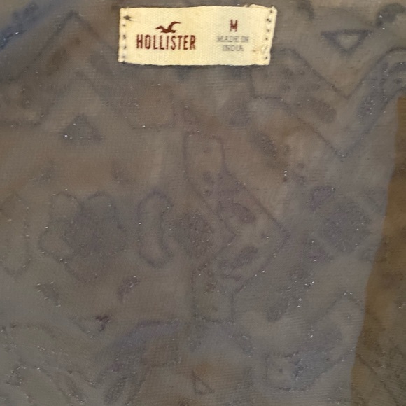 Hollister Size Medium Gray Scoop Neck Fringe Bottom Lace Like Tank Top - Picture 3 of 9